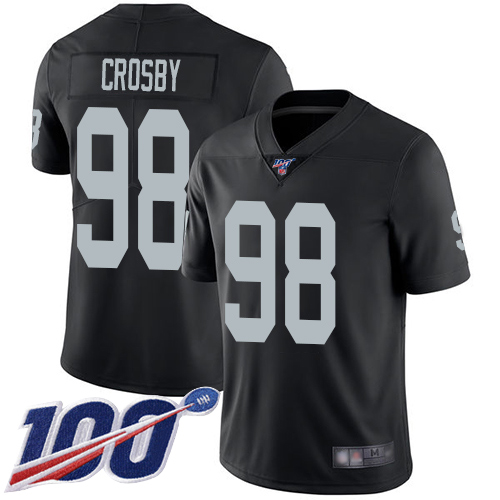 Men Oakland Raiders Limited Black Maxx Crosby Home Jersey NFL Football #98 100th Season Vapor Jersey